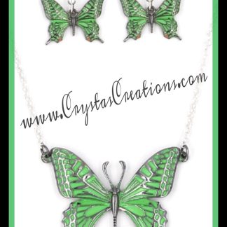 Green Butterfly Necklace & Earring Set