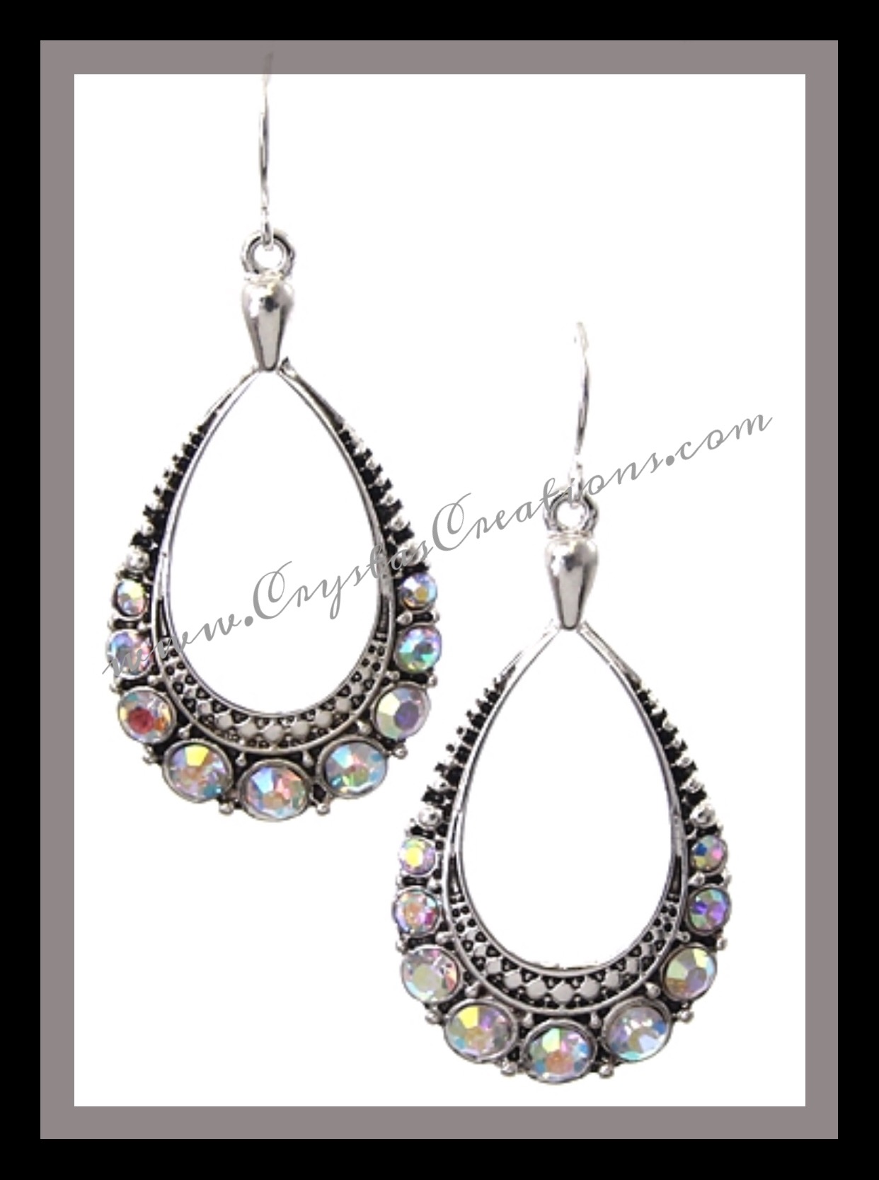 Clear Rhinestone Teardrop Earrings SP