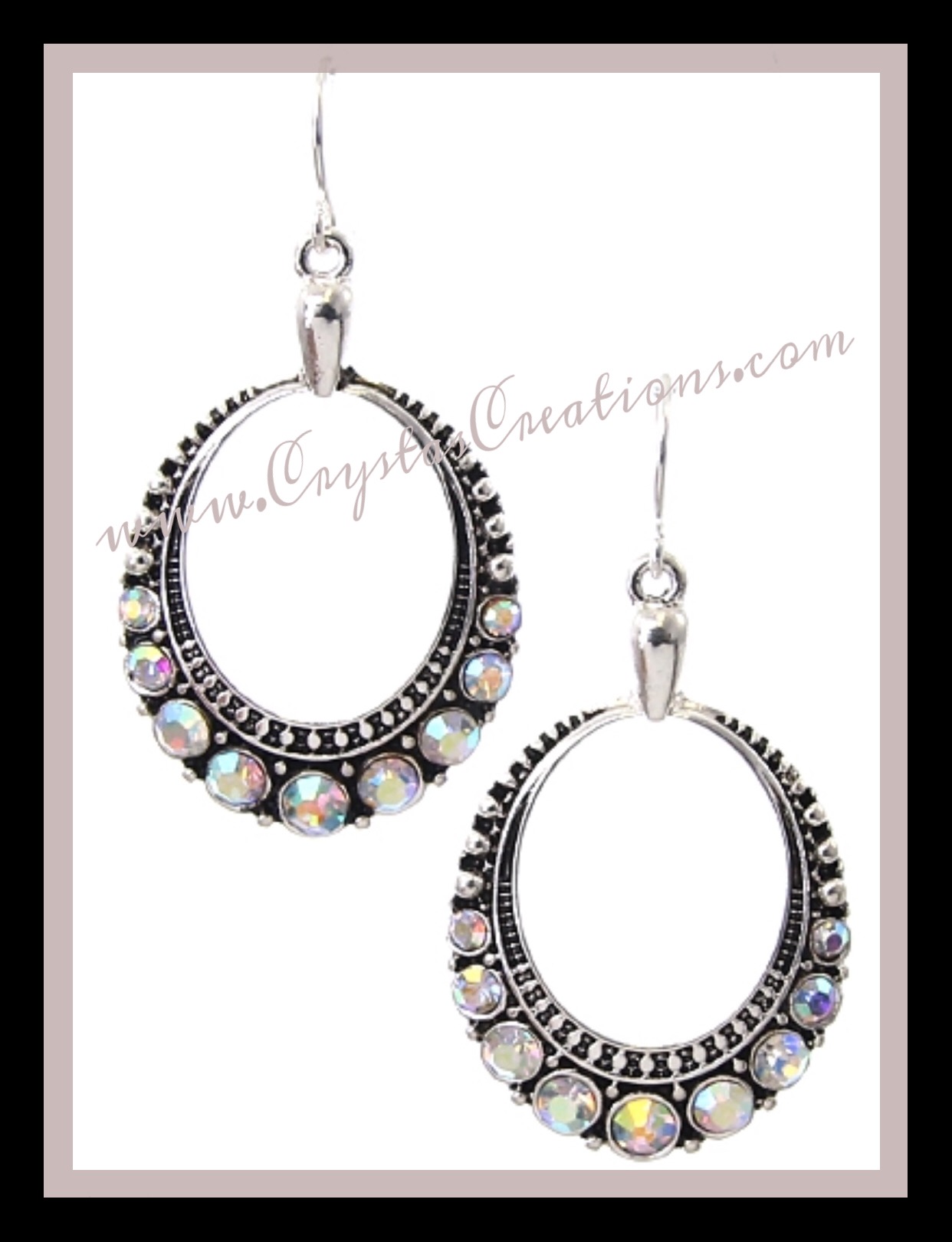 Clear Rhinestone Oval Earrings SP