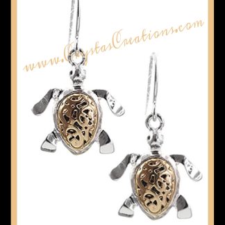 Filigree Two-Toned Turtle Earrings