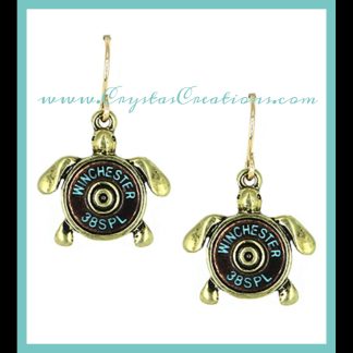 Turtle Earrings w/Faux Bullet Patina