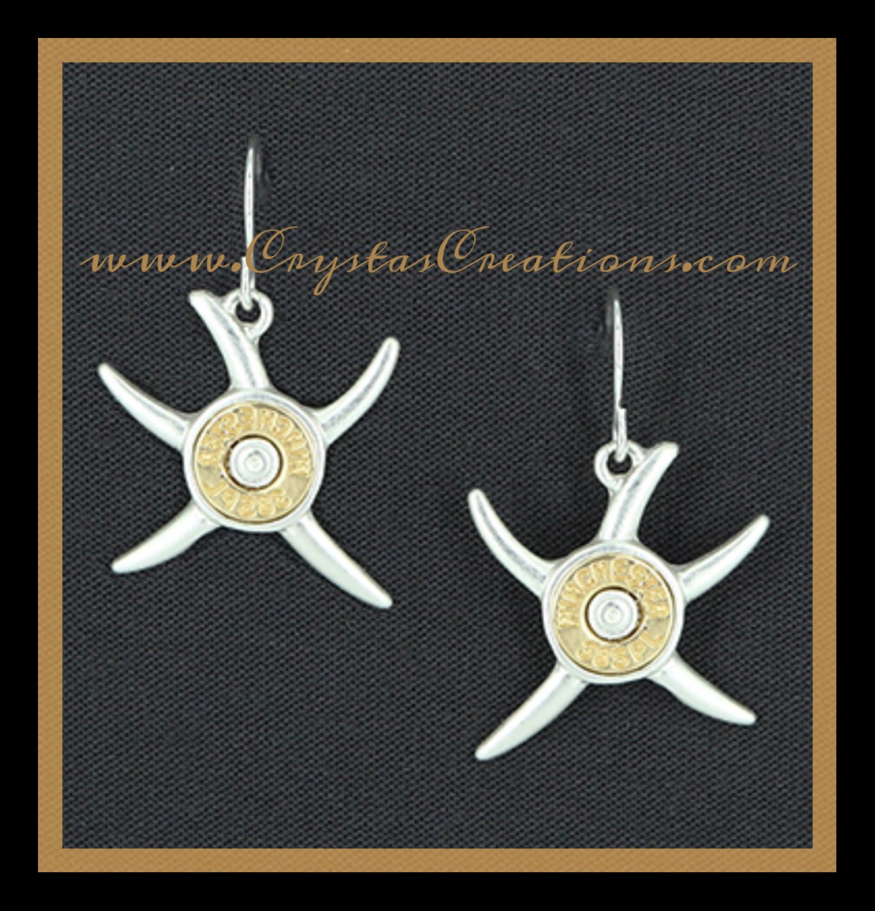 Starfish Earrings w/Faux Bullet SP/GP