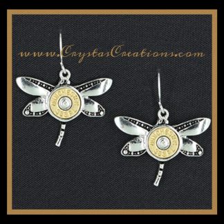 Dragonfly Earrings w/Faux Bullet SP/GP