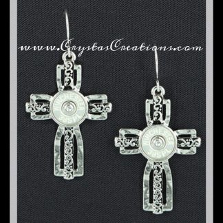Fancy Box Cross Earrings w/Faux WIN 38SPL Bullet SP