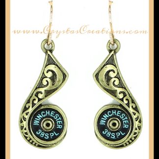 WIN 38SPL Faux Bullet Earrings w/Patina Swirl