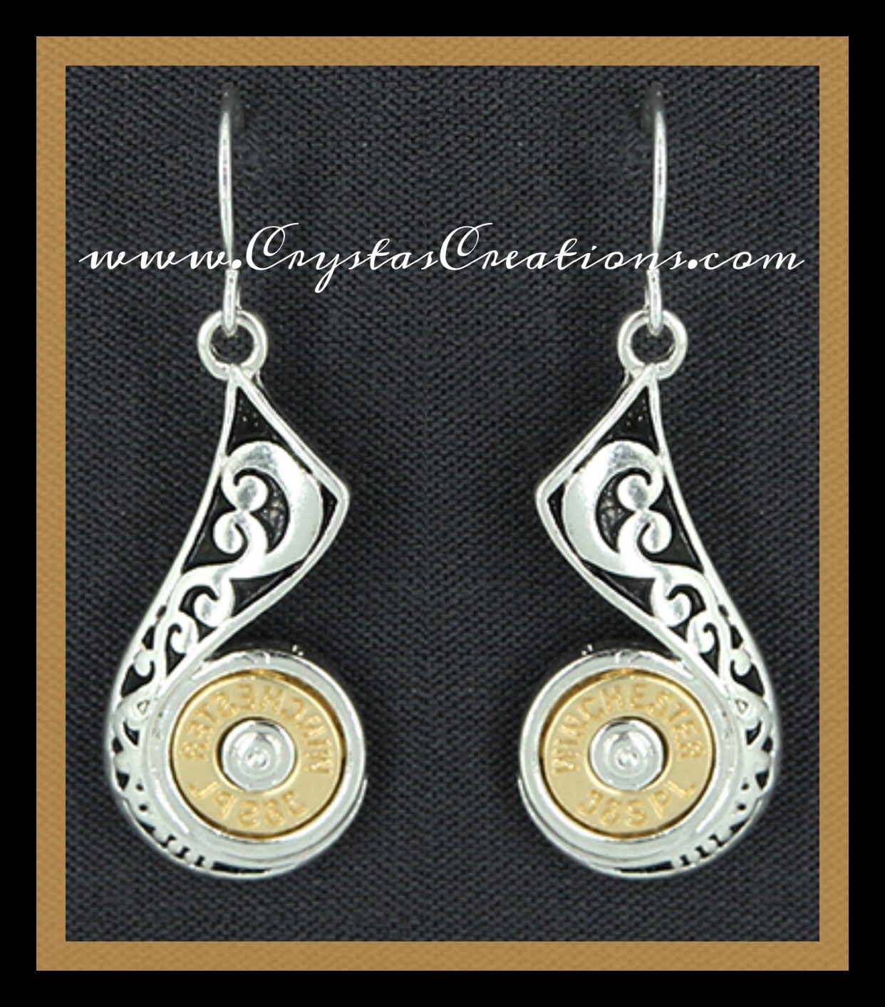WIN 38SPL Faux Bullet Earrings SP/GP Swirl