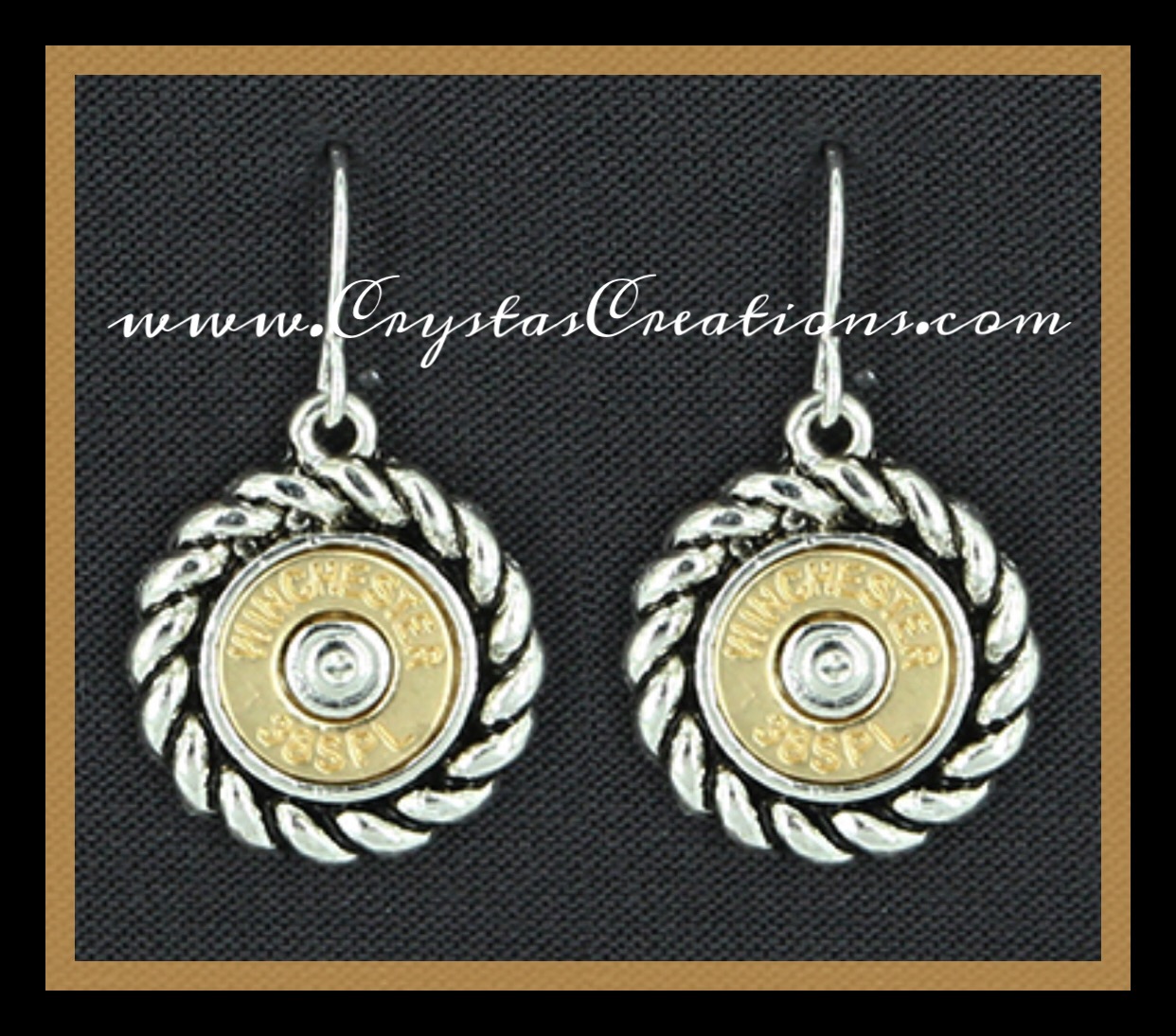 WIN 38SPL Faux Bullet Earrings Circle SP/GP