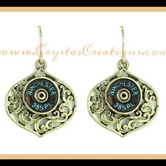 WIN 38SPL Faux Filigree Bullet Earrings w/Patina
