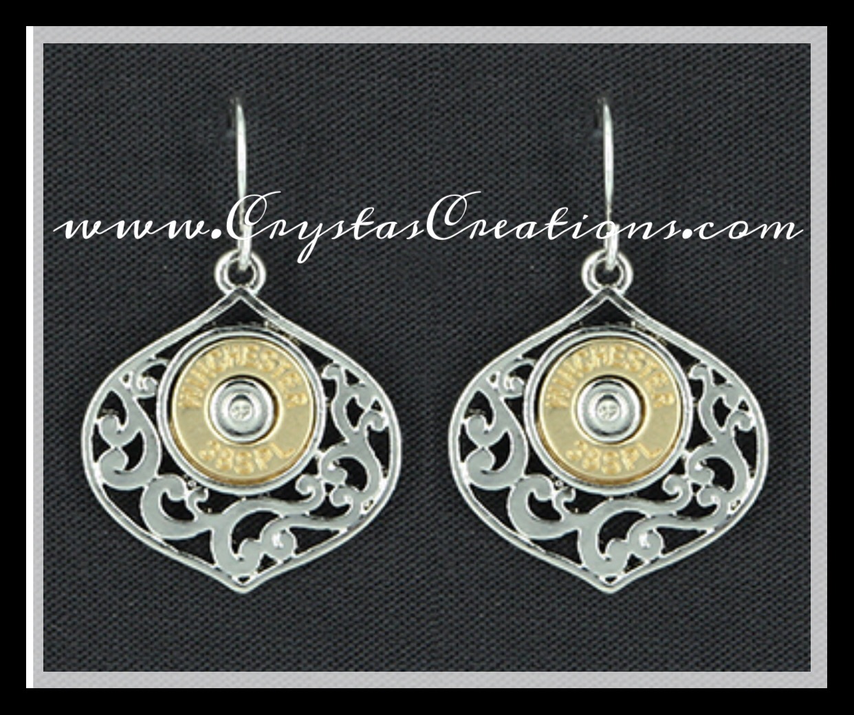 WIN 38SPL Faux Filigree Bullet Earrings SP/GP
