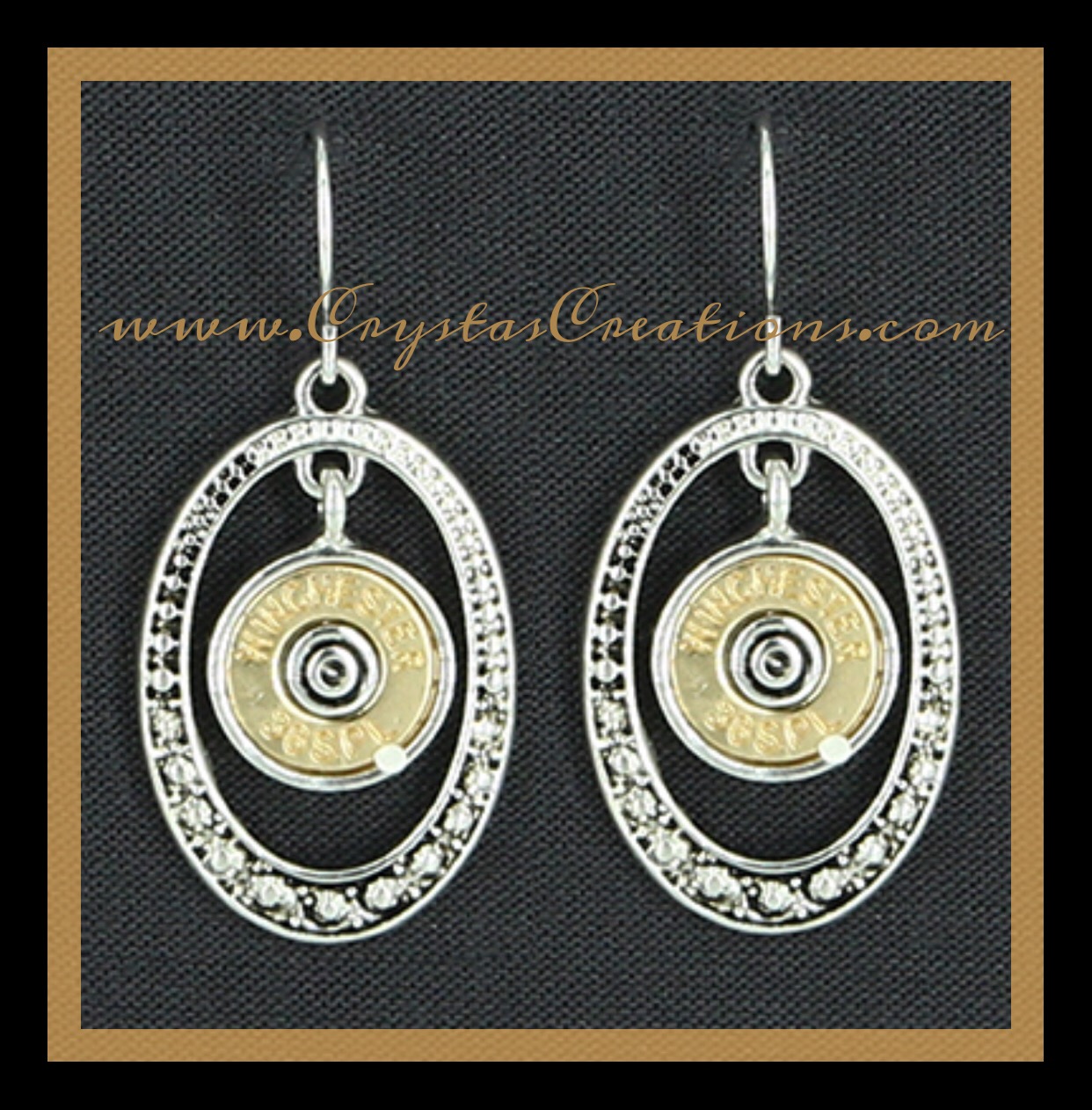 WIN 38SPL Oval Faux Bullet Earrings SP/GP