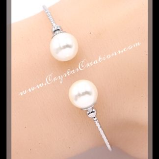 Faux Pearl & Metal Cuff Bracelet SP