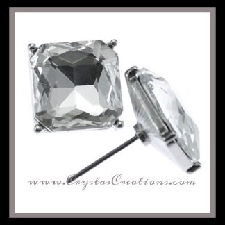 Clear Glass Square Stud Earrings SP