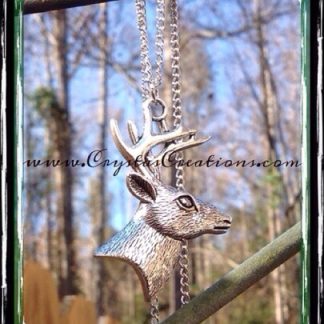 Trophy Deer Head Profile Necklace SP