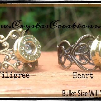 Chic Bullet Ring Filigree or Heart Band Adjustable Band