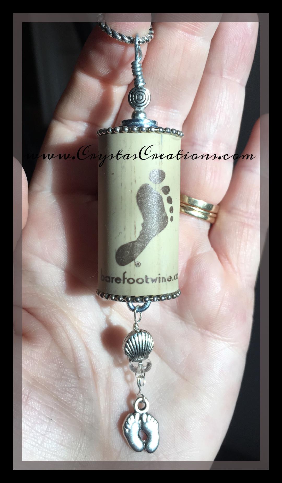 Barefoot Wine Cork Key Chain w/Charms