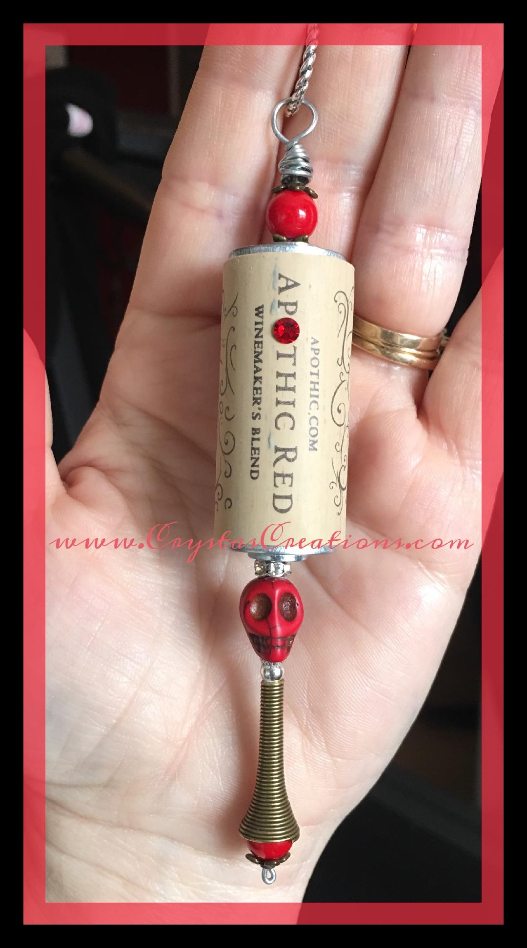 Apothic Red w/Skull Wine Cork Key Chain
