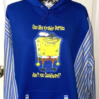 Upcycled SpongeBob Blue Striped Hoodie